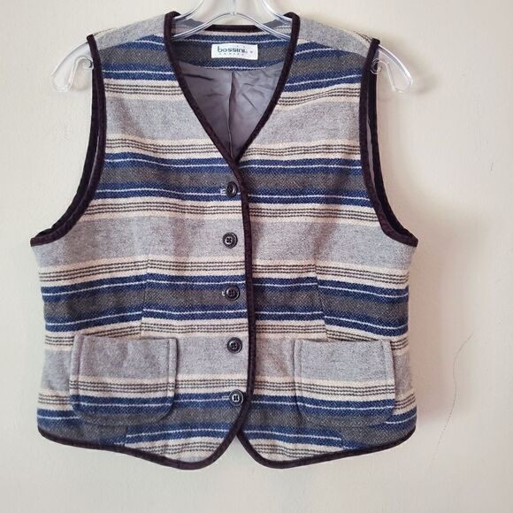 Vintage BOSSINI Women's Wool Blend Western Vest Size Small Button Down Rodeo - Picture 1 of 8